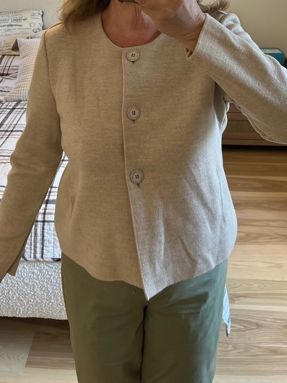 Saint James Neutral Beige Button Cardigan sweater top size 40/US 10